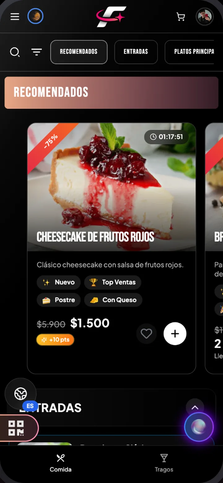 Carta con recomendados y promoci&oacute;n con reloj